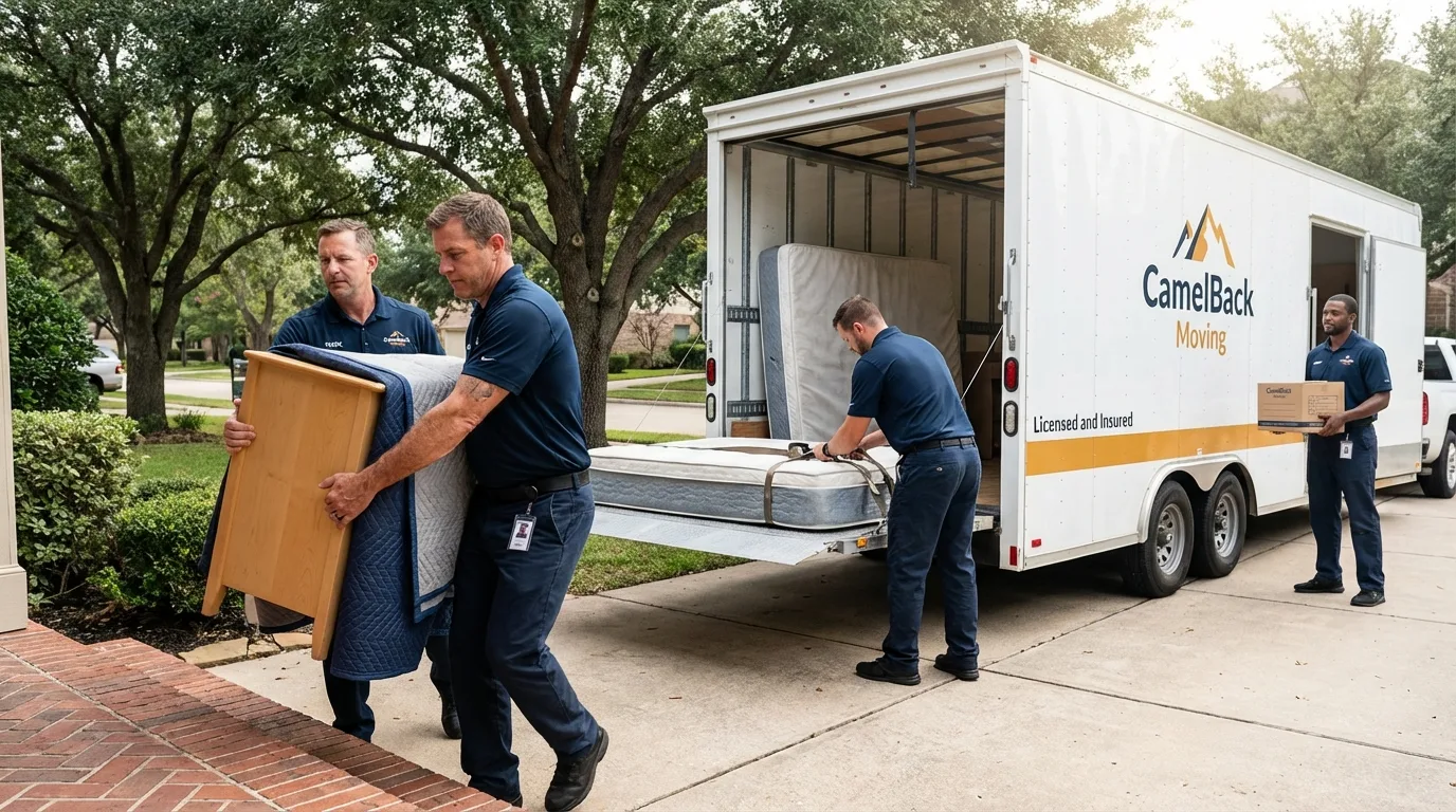 Crew loading residential truck for cross-state move from Lenexa, KS